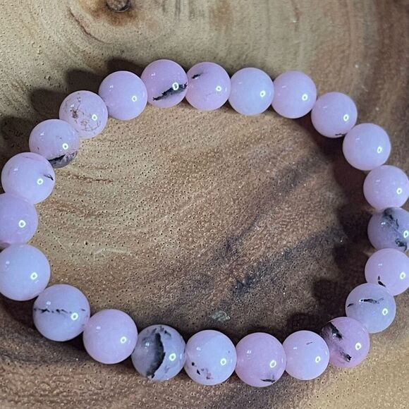 Pink opal 8mm stretch bracelet beaded bracelet 7” stretch crystal healing natura - Picture 9 of 12